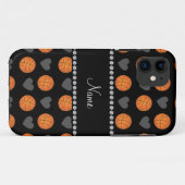 Schwarze Basketbälle und Herzen des individuellen Case-Mate iPhone Hülle (Rückseite (Horizontal))