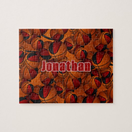 Schwarze Basketballmannschaft - personalisiert Puzzle (Horizontal)