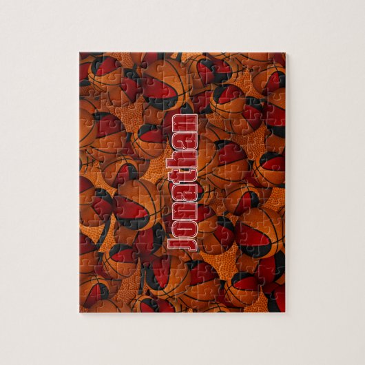 Schwarze Basketballmannschaft - personalisiert Puzzle (Vertikal)