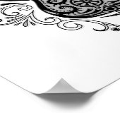 Schwarze Bass Gitarre Design auf Weiß Poster (Ecke)