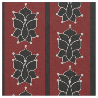 Schwarze Batik-Streifen Ziegelrot Stoff