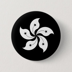 Schwarze Bauhinienflagge Button