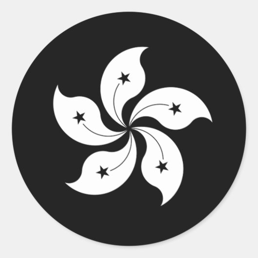 Schwarze Bauhinienflagge Runder Aufkleber (Vorderseite)