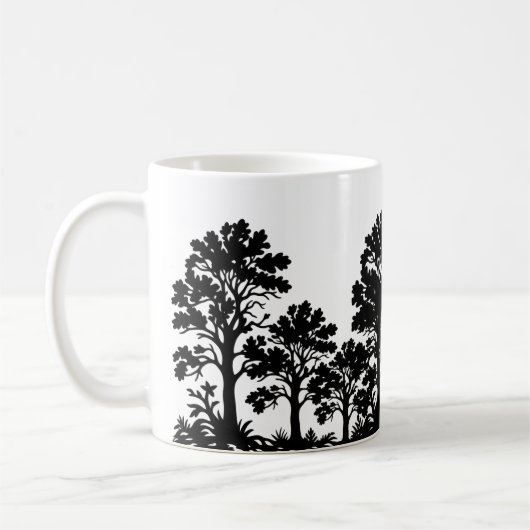 Schwarze Baum-Silhouette-Kaffeetasse Kaffeetasse (Links)