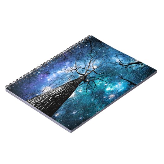 Schwarze Bäume fallen Sterne Notizblock (Linke Seite)