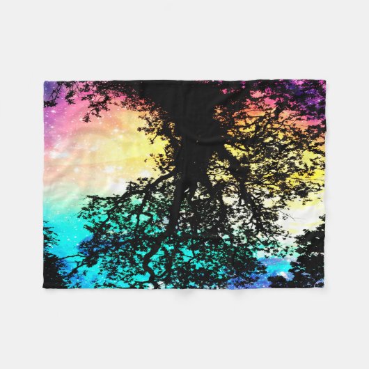 Schwarze Bäume farbenfrohe Raumdecke Fleecedecke (Vorderseite (Horizontal))