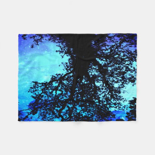Schwarze Bäume Türkis Periwinkle Platz Decken (Vorderseite (Horizontal))