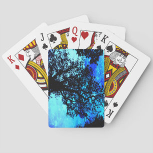 Schwarze Bäume Türkis Periwinkle Space Spielkarten