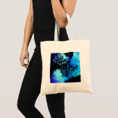 Schwarze Bäume Türkis Periwinkle Space Tragetasche (Vorderseite (Produkt))