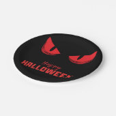 Schwarze Beängstigende Rote Augen Papierplatte Pappteller (Schrägansicht)