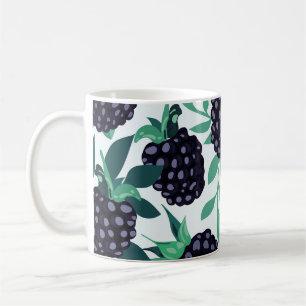 Schwarze Beere Tropisch: Frucht-Nahtlosmuster Kaffeetasse