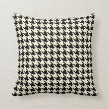 Schwarze beige Cream Pied De Poule Houndstooth