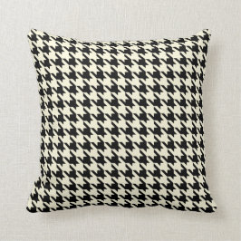 Schwarze beige Cream Pied De Poule Houndstooth Kissen