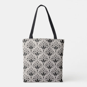 Schwarze Beige Elegante Florale Art Deco  Tasche