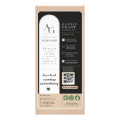 Schwarze Beige Luxus QR-Code Termin Erinnerung Werbekarte (Vorne)