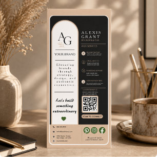 Schwarze Beige Luxus QR-Code Termin Erinnerung Werbekarte
