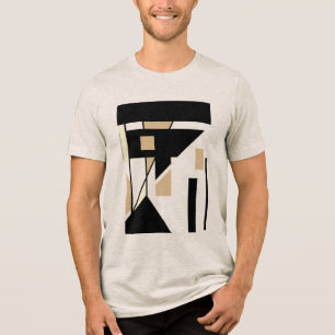 Schwarze Beige MCM-Optik Geometrische Formen Abstr Tri-Blend Shirt