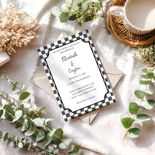 Schwarze bemalte Schachbrettmuster-Hochzeit Einladung