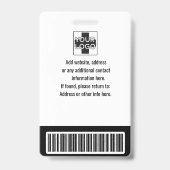 Schwarze benutzerdefinierte Employee Security Id,  Ausweis (Rückseite)