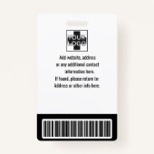 Schwarze benutzerdefinierte Employee Security Id, Ausweis (Rückseite)
