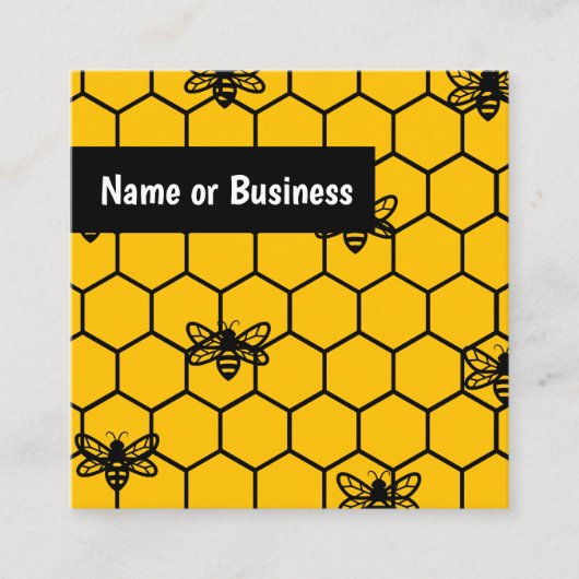 Schwarze Bienen auf gelben Waben Quadratische Visitenkarte (Vorderseite)