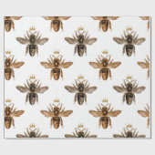 Schwarze Bienen auf Weiß Geschenkpapier (Flach)