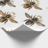 Schwarze Bienen auf Weiß Geschenkpapier (Ecke)