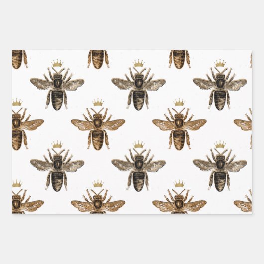 Schwarze Bienen auf Weiß Geschenkpapier Set (Vorderseite 2)