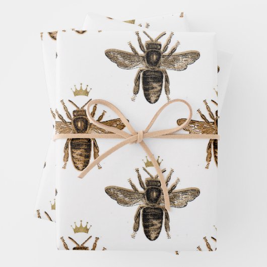 Schwarze Bienen auf Weiß Geschenkpapier Set (Beispiel)