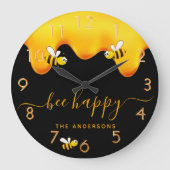 Schwarze Bienen, glückliche Bienen, Süßhonig Große Wanduhr (Vorderseite)