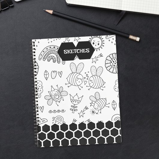 Schwarze Bienen-Notebook Notizblock