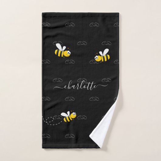 Schwarze Bienen Sommerspass Spaß Monogramm Badhandtuch Set (Handtuch)