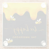 Schwarze Bienen, süßer Honigname Glasuntersetzer (Rückseite)