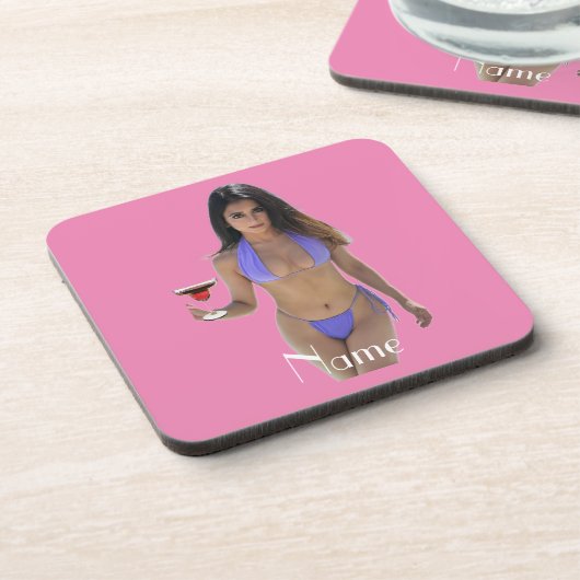 Schwarze Bikini Schönheit Thunder_Cove Getränkeuntersetzer (Linke Seite)