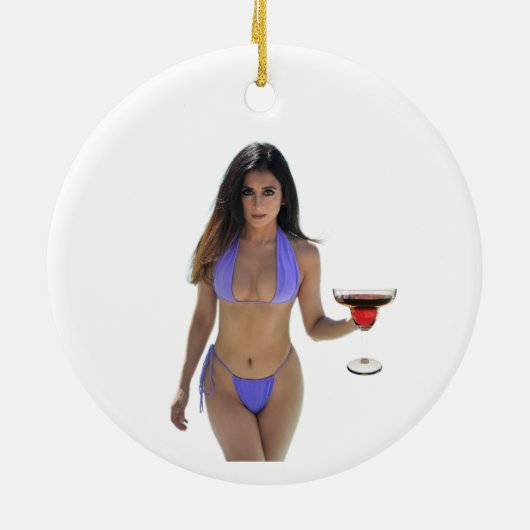 Schwarze Bikini Schönheit Thunder_Cove Keramik Ornament (Hinten)