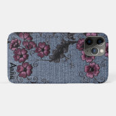 *~* Schwarze Bildlaufschriften Rosa Blume abstempe Case-Mate iPhone Hülle (Rückseite (Horizontal))