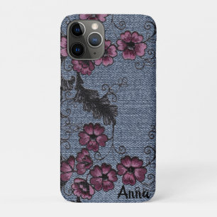 *~* Schwarze Bildlaufschriften Rosa Blume abstempe Case-Mate iPhone Hülle
