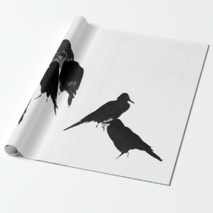 SCHWARZE BIRDS JAPANESE INK WASH WRAPPPAPIER GESCHENKPAPIER