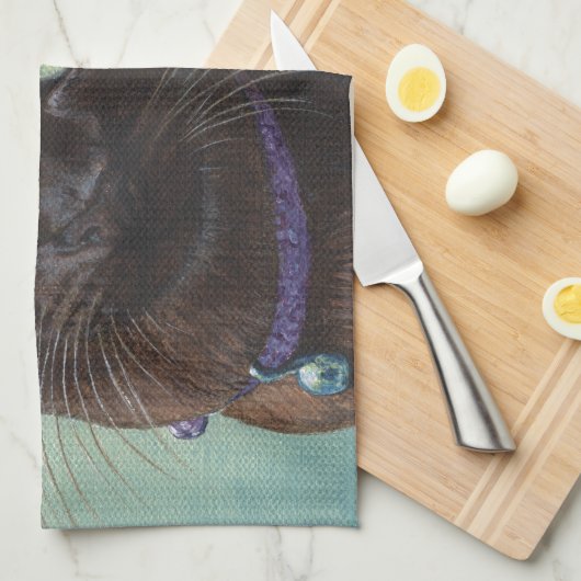 Schwarze birmanische Katzen-Elche Geschirrtuch (Viertel Falte)