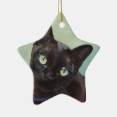 Schwarze birmanische Katzen-Elche Keramik Ornament (Rechts)