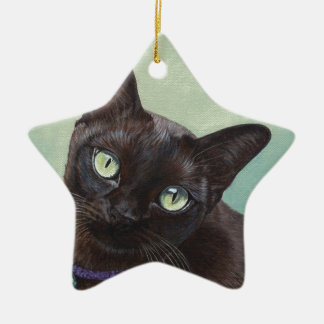 Schwarze birmanische Katzen-Elche Keramik Ornament