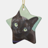 Schwarze birmanische Katzen-Elche Keramik Ornament (Links)