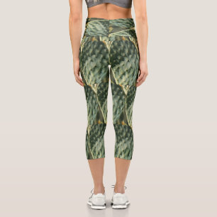 Schwarze Birne Textur hellgrün Capri Leggings