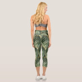 Schwarze Birne Textur hellgrün Capri Leggings (Rückseite)