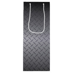 Schwarze bis graue diamantierte Stahl-Optik-Kunst Geschenktüte Für Weinflaschen
