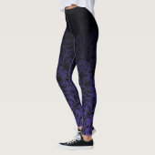 Schwarze bis Lila Ombre Gradient Faltenbalg Damast Leggings (Links)