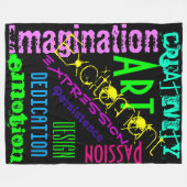 Schwarze Blanket farbenfrohe helle Kunstnamen oder Fleecedecke (Vorderseite (Horizontal))