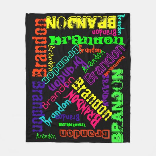 Schwarze Blanket farbenfrohe helle Neonnamenskolla Fleecedecke (Vorderseite)