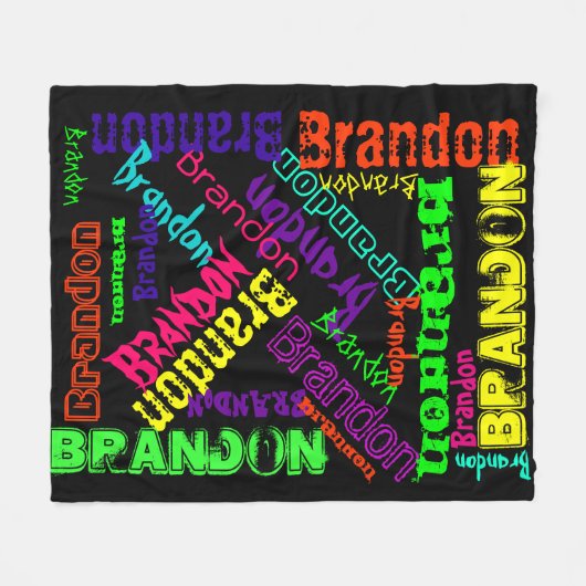 Schwarze Blanket farbenfrohe helle Neonnamenskolla Fleecedecke (Vorderseite (Horizontal))