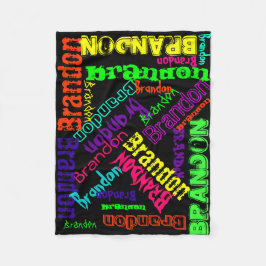 Schwarze Blanket farbenfrohe helle Neonnamenskolla Fleecedecke